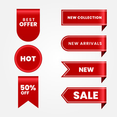 set of red sale labels
