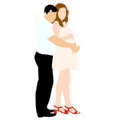 Silhouette Happy pregnant woman and her husband