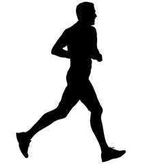Black Silhouettes Runners sprint men on white background