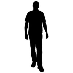 Silhouette of a walking man on a white background