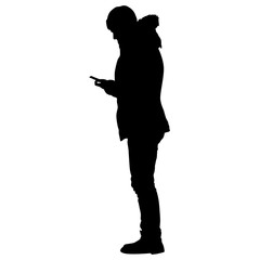 Silhouette of a walking girl on a white background