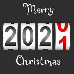 2021 New Year counter Christmas congratulation Black background