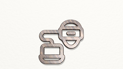 vr user laptop 3D icon on the wall - 3D illustration for virtual and reality