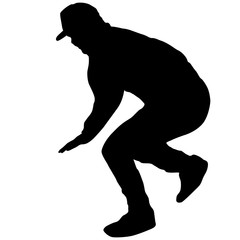 Black Silhouettes breakdancer on a white background