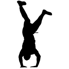 Black Silhouettes breakdancer on a white background
