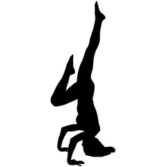 Silhouette girl on yoga class in pose on a white background