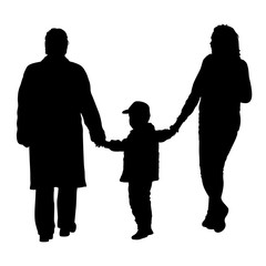 Silhouette of happy family on a white background