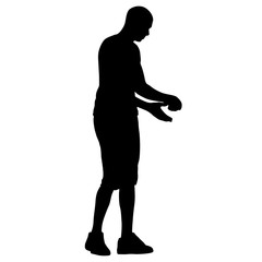 Black silhouette man standing, people on white background