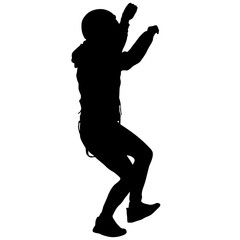 Black silhouette rock climber on white background