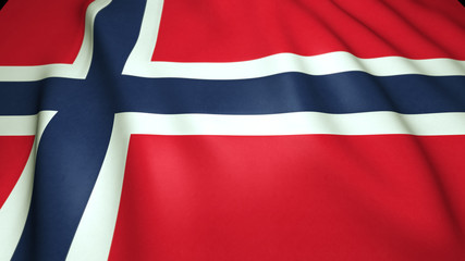Waving realistic Norway flag on background, 3d illustration