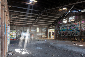 Inside of an old and abandoned building