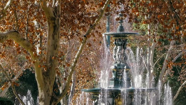 Public fountain known as fuente de los continentes located in the city park. Mendoza, Argentina
