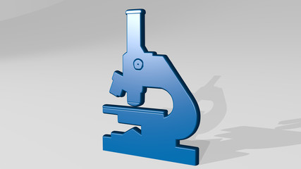 MICROSCOPE 3D icon casting shadow - 3D illustration for biology and laboratory