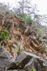 rock wall above the gorge along high falls trail in the talladega national forest, alabama, usa