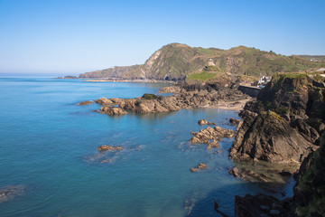 Obraz premium View from the Capstone Hill towards Beacon Point, Ilfracombe, Devon, UK