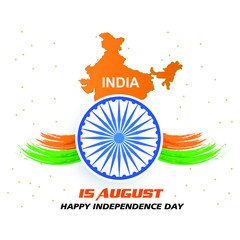  15th August Happy Independence Day India with tricolor flag greeting vector graphic layout. template for brochure, flyer, poster, web, print media.