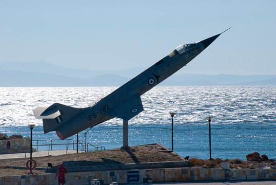Athens, Greece, August 2020: Retired Lockheed F-104 Starfighter jet