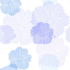 Light Pink, Blue vector seamless doodle pattern with flowers. An elegant bright illustration with flowers. Template for business cards, websites.