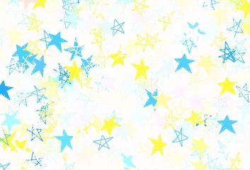 Light Blue, Yellow vector layout with bright stars.