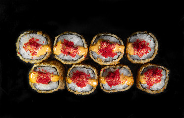 rolls isolated on black background