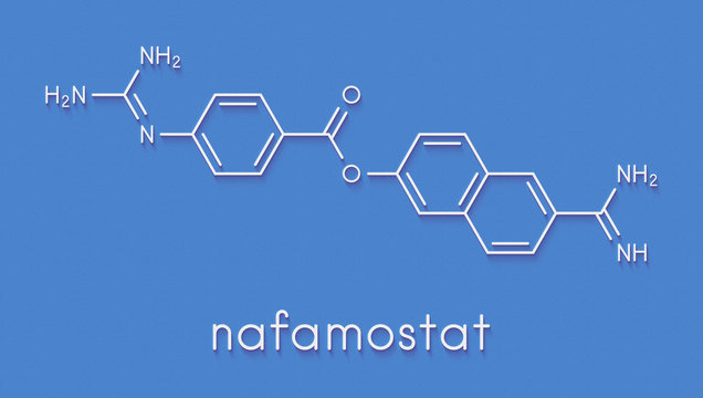 Nafamostat Drug Molecule (serine Protease Inhibitor). Skeletal Formula.