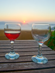 Ready to relax at the sunset, Fira, Santorini, Greece