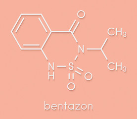 Bentazon herbicide molecule. Skeletal formula.
