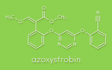 Azoxystrobin fungicide molecule. Skeletal formula.