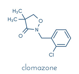 Clomazone herbicide molecule. Skeletal formula.