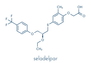Seladelpar drug molecule. Skeletal formula.