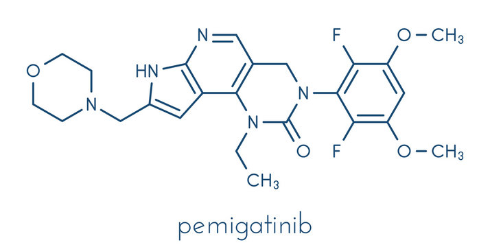 Pemigatinib cancer drug molecule Skeletal formula.