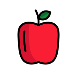 Apple icon, colored fruit isolated, exotic delicious fruit, vector