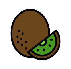 Kiwi icon, colored fruit isolated, exotic delicious fruit, vector