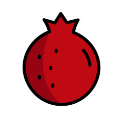 Pomegranate icon, colored fruit isolated, exotic delicious fruit, vector