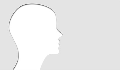 Illustration in paper cut style silhouette of a human head