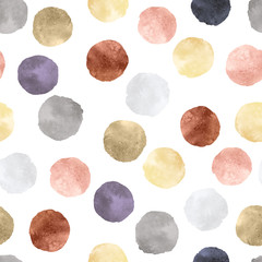 Seamless pattern with watercolor round spots