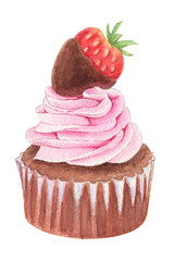 Watercolour cupcake for print design