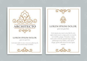 Obraz na płótnie Canvas White vector greeting card with golden luxury frame template. Great for invitation, flyer, menu, brochure, monogram, background, wallpaper, decoration, packaging or any desired idea.