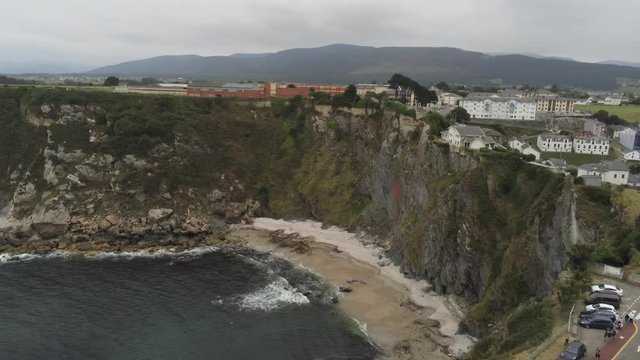 Luarca, beautiful  coastal village in Asturias,Spain. Aerial Drone Footage