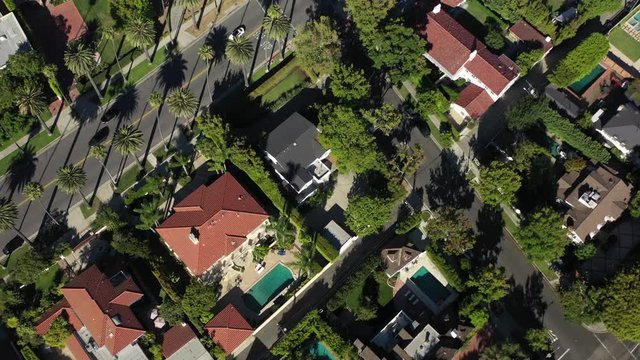 Top-Down Aerial Video of Luxury Residential Neighborhood Homes