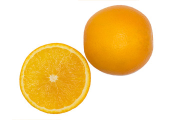 orange and orange slice on a white background