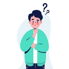 Thinking beard hipster businessman flat design vector illustration