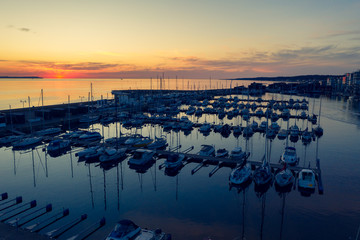 sunset over the sea Marina Helsingborg, Sweden 