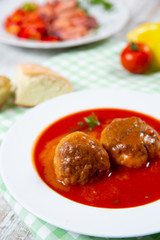 Meatballs with tomato sauce in a plate