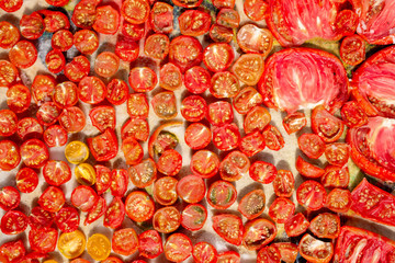 Naturally dried tomatoes in the sun