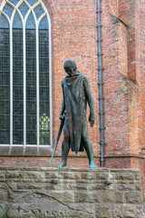 Fototapeta na wymiar Groningen, The Netherlands, August 10, 2020: Statue of St. Joris en de draak