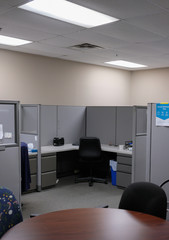 Empty Office cubicles in an office building during the Covid-19 pandemic crisis in the United states