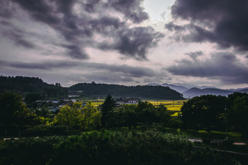 Cloudy Sunset over the Korean Country Side