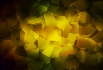 Dark Green, Yellow vector shining triangular background.