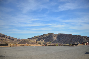 montaña, cielo, pueblo